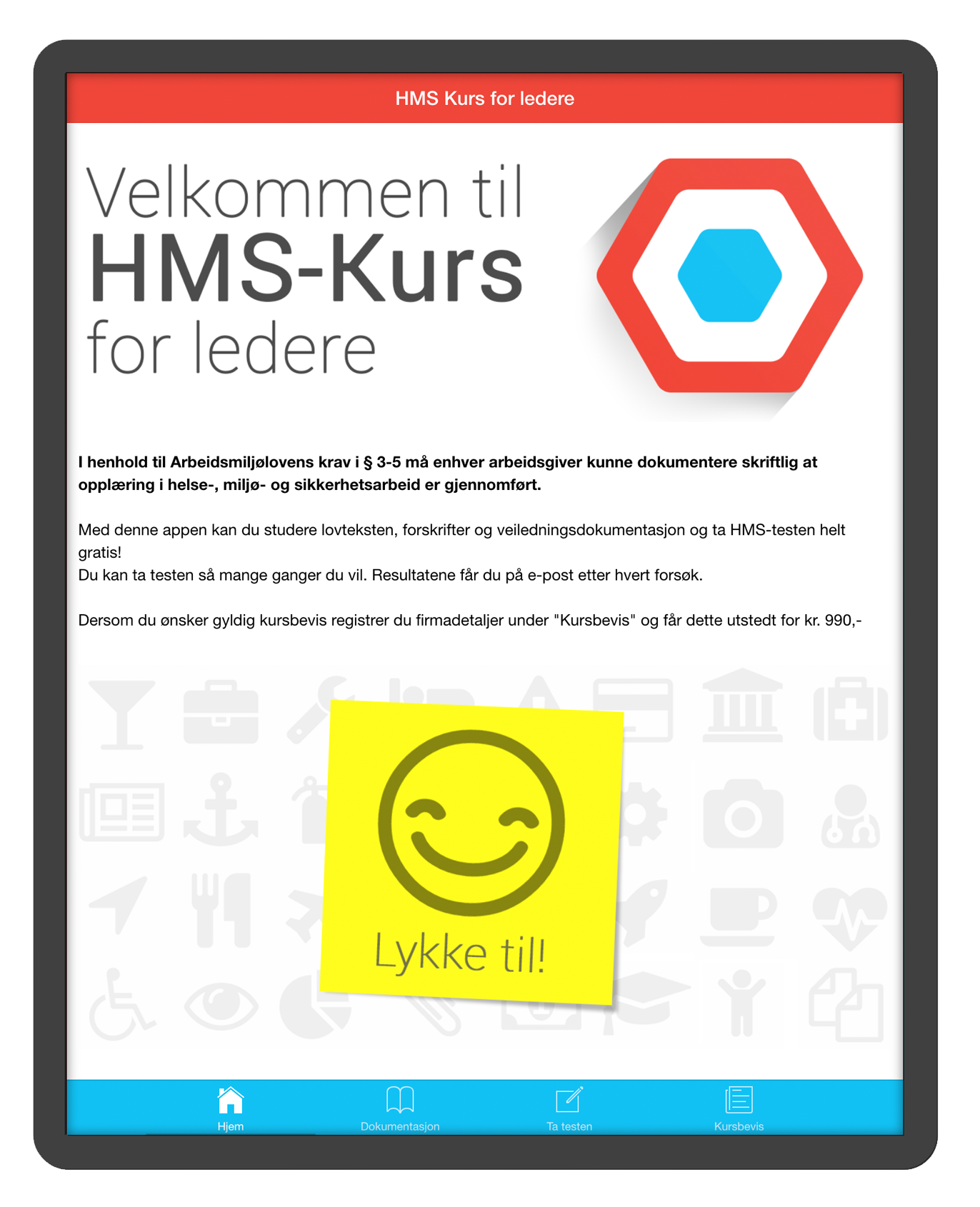 App og online mulighet for å ta HMS-kurs for ledere